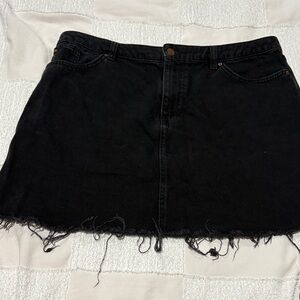 Divided Black Frayed Mini Skirt